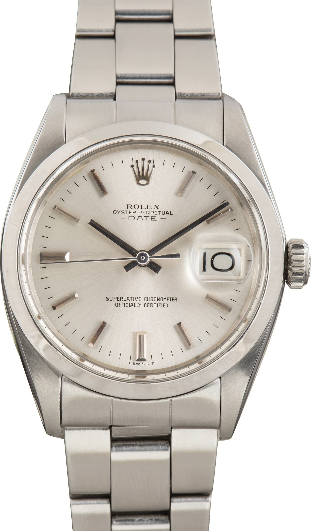 Vintage Stainless Steel Rolex Date Silver Dial Ref 1500 — view 1