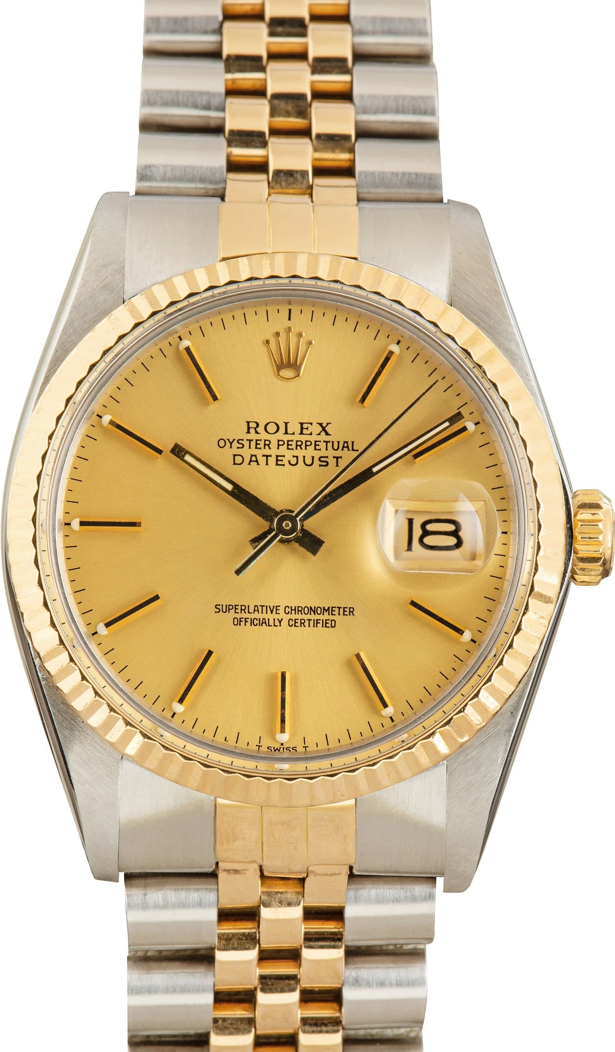 Steel & Gold Rolex Datejust 36 16013 Champagne Dial — view 1