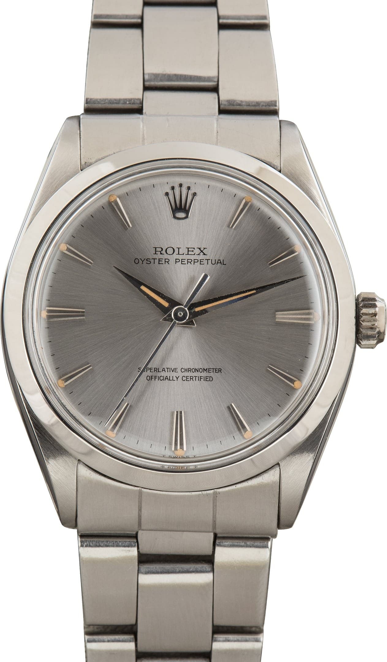 Vintage Rolex Oyster Perpetual 34 Stainless Steel Ref 1002 Silver Dial — view 1