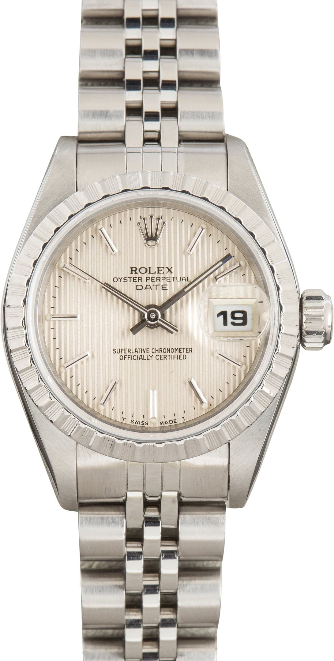 Ladies Rolex Date Ref 69240 Silver Tapestry Dial — view 1