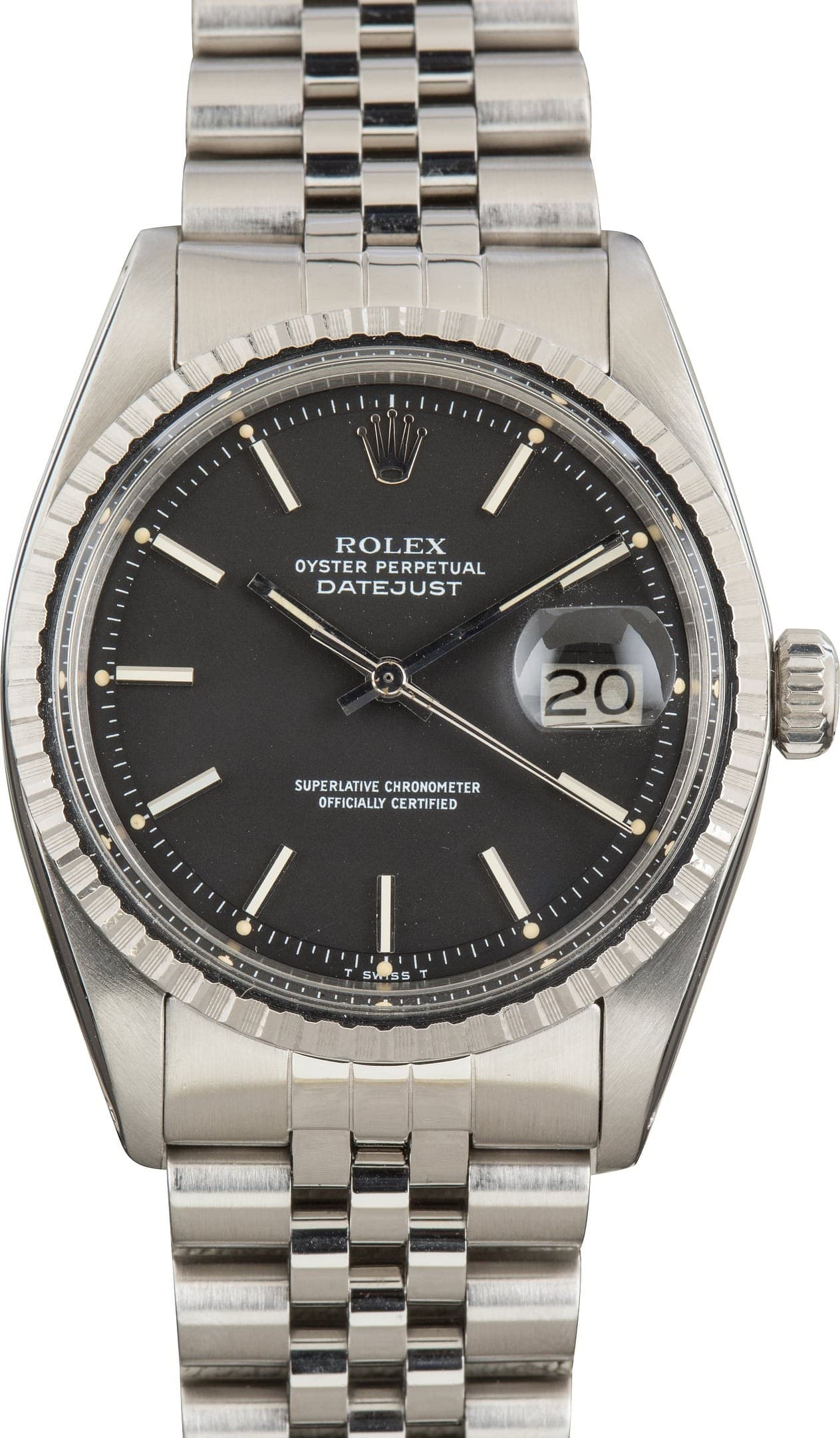 Vintage Rolex Datejust 36 Jubilee Band Ref 1603 Black Dial — view 1