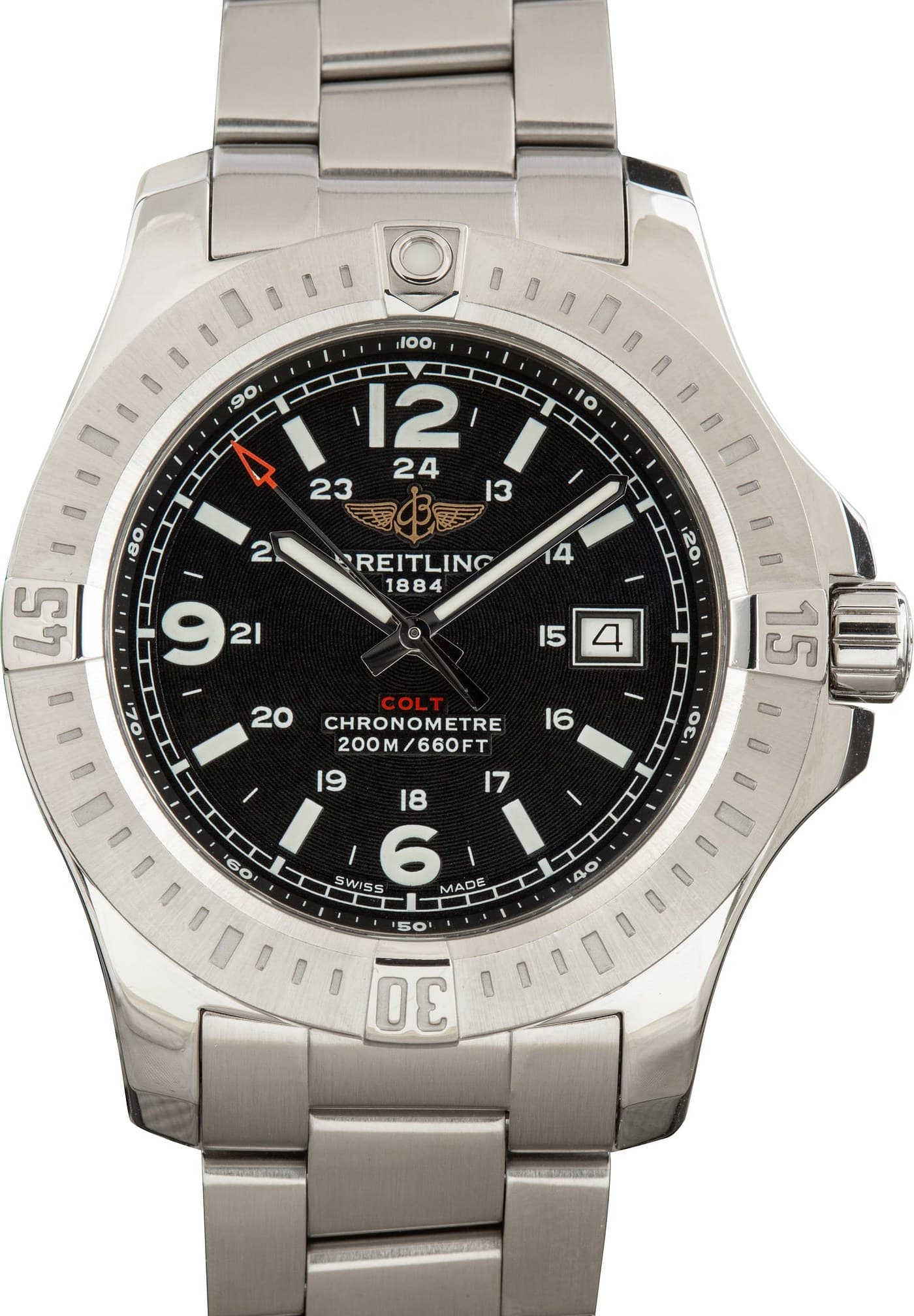 Stainless Steel Breitling Colt Black Arabic Dial — view 1
