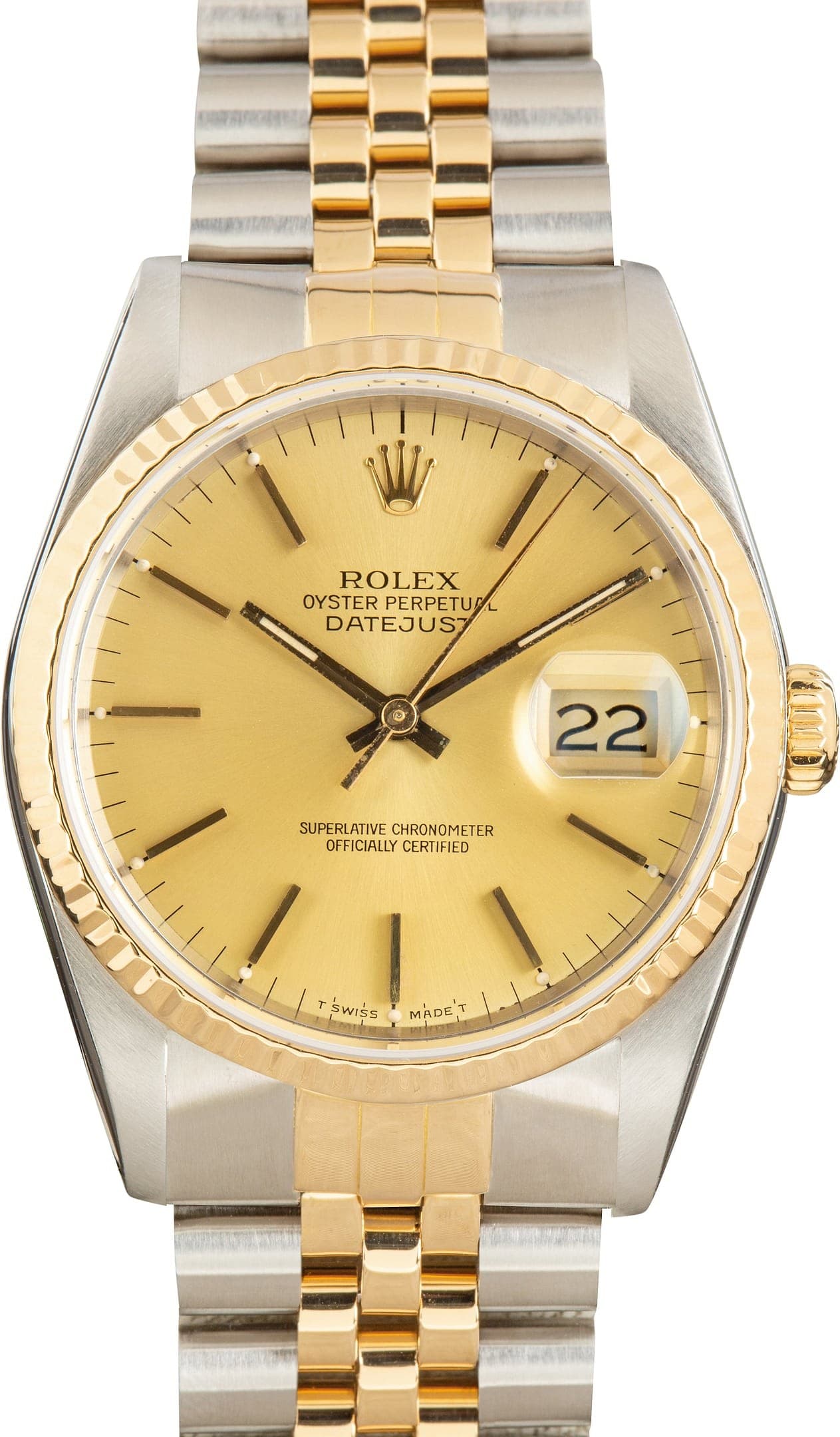 190105 Used Two-Tone Rolex Datejust 36 Champagne Dial Ref 16233 — view 1