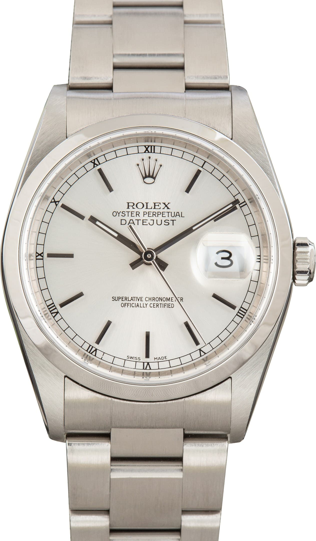 Rolex Datejust 36 Ref 16200 Silver Index Dial — view 1