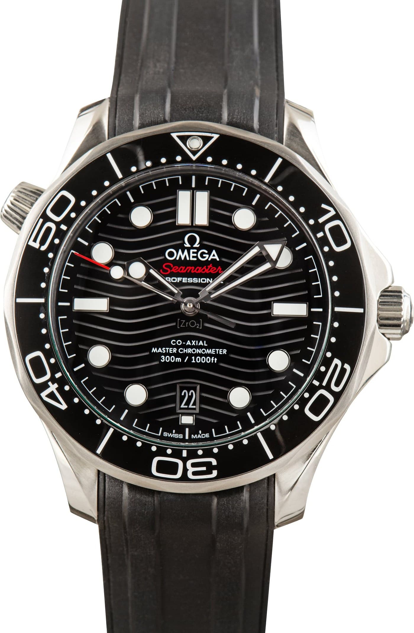 Stainless Steel Black Wave Dial Omega Seamaster Diver 300M — view 1