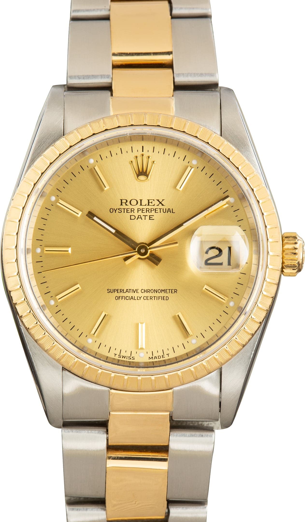 Two Tone Rolex Date Ref 15223 Champagne Dial — view 1