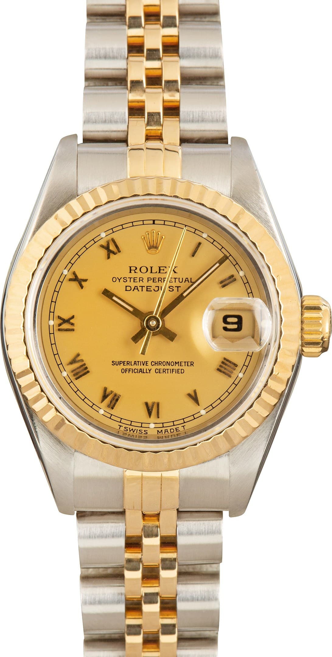 Ladies Rolex Datejust Champagne Roman Dial Ref 69173 — view 1