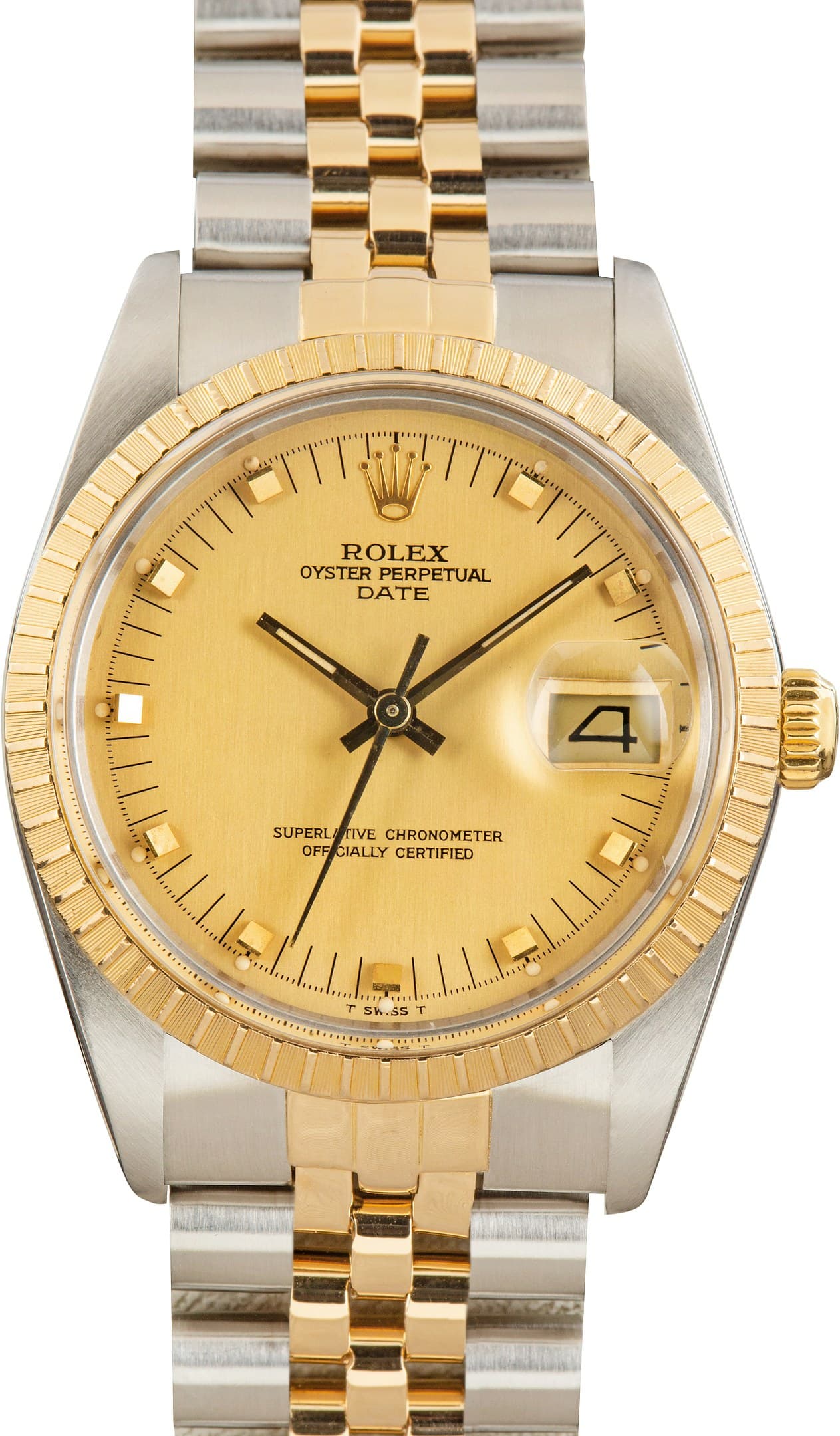 Two Tone Rolex Date Ref 15053 Champagne Dial — view 1