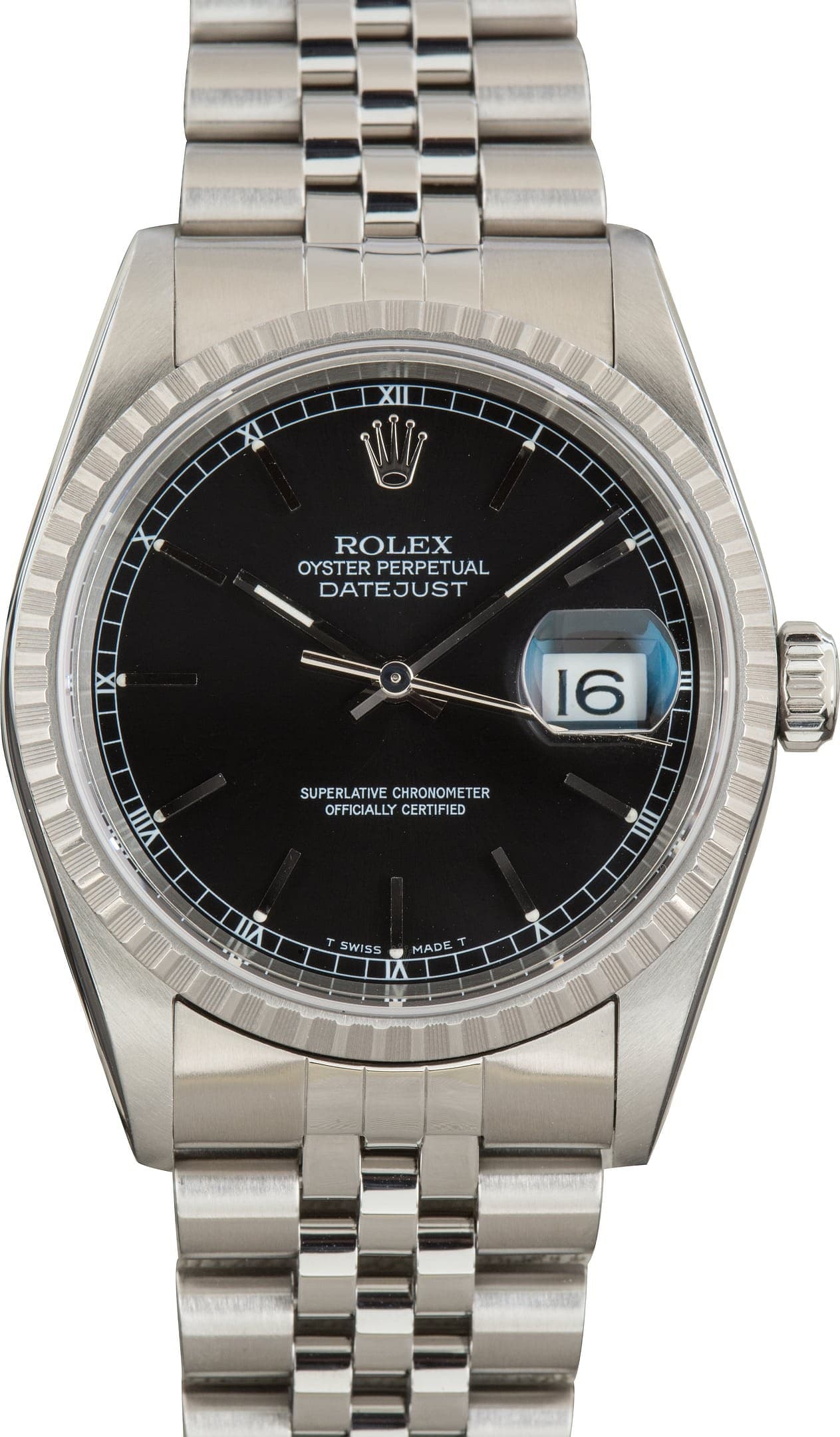 Steel Rolex Datejust 36 Ref 16220 Black Dial — view 1