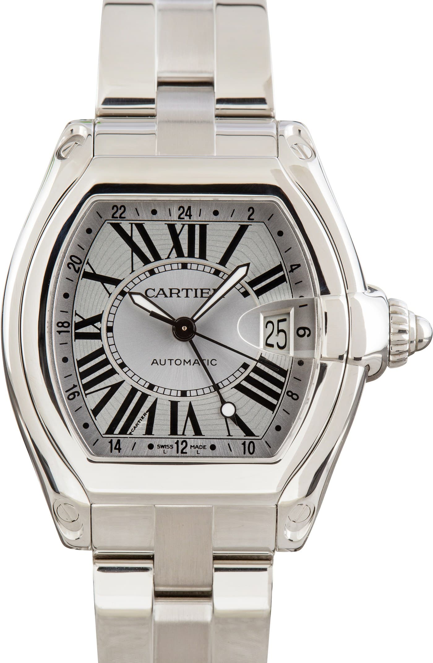 Stainless Steel Cartier Roadster Silver Dial — view 1