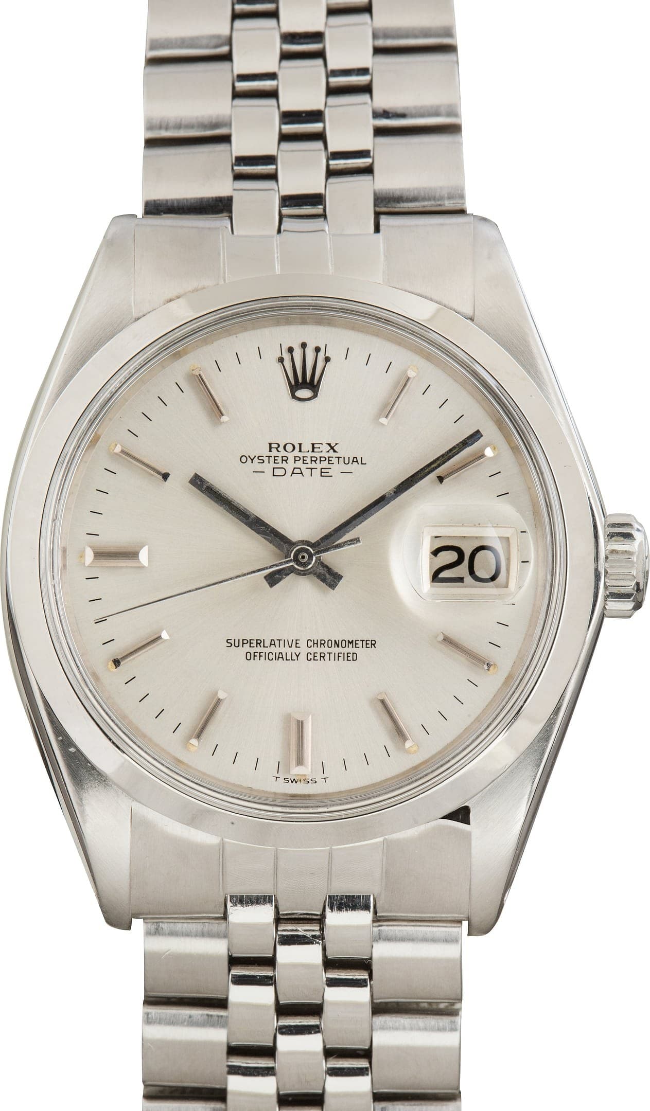 Vintage Stainless Steel Rolex Date Ref 1500 Silver Dial — view 1