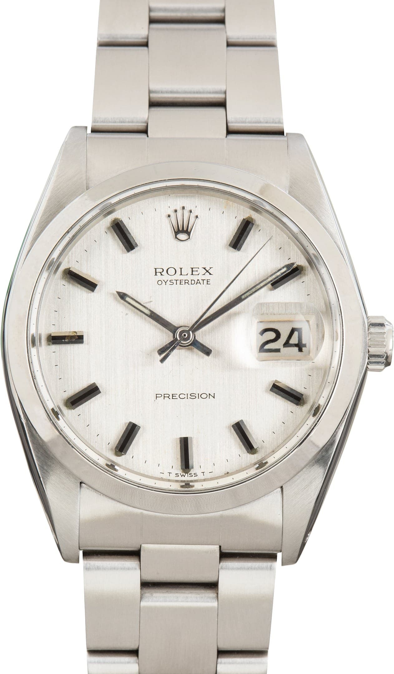 Vintage Stainless Steel Rolex Oysterdate Silver Dial Ref 6694 — view 1