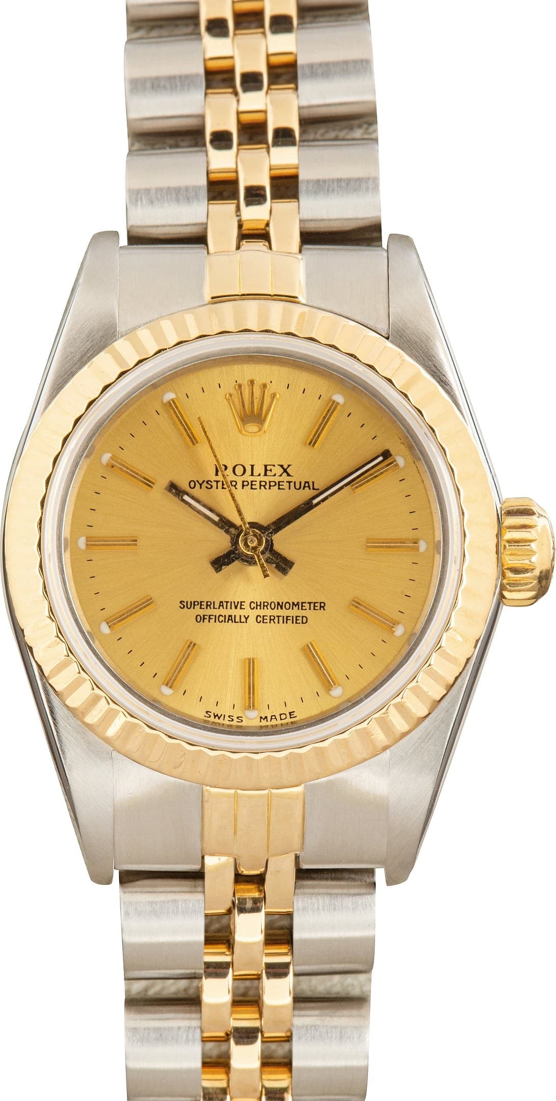 Ladies Rolex Oyster Perpetual 67193 Champagne Index Dial — view 1