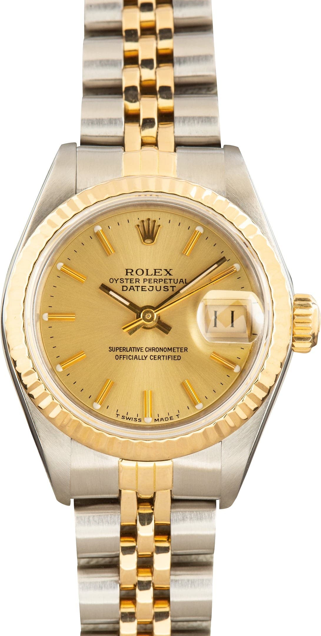 Steel & Gold Ladies Rolex Datejust Ref 69173 Champagne Dial — view 1