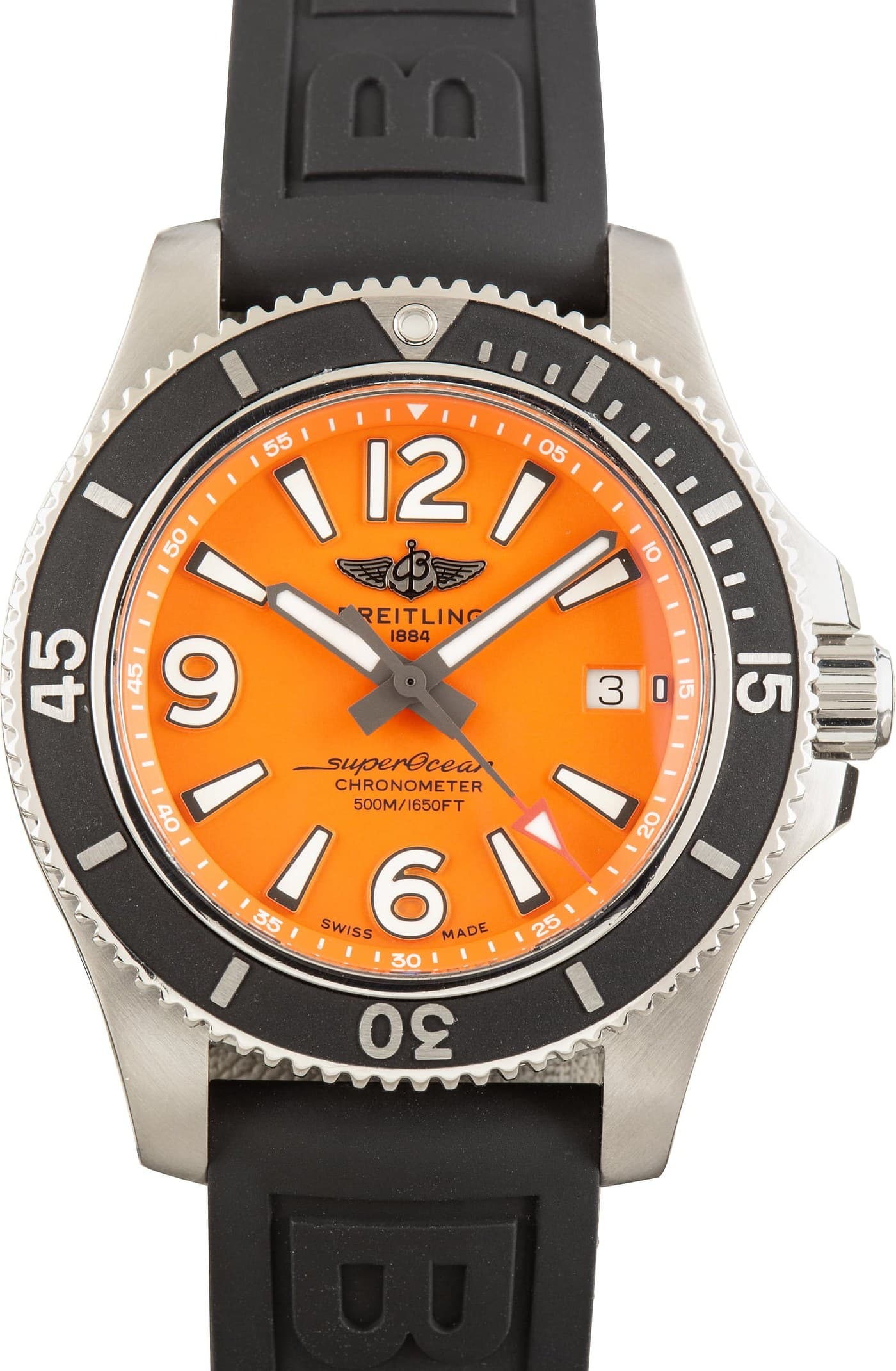 Stainless Steel Breitling Superocean Automatic Orange Dial — view 1