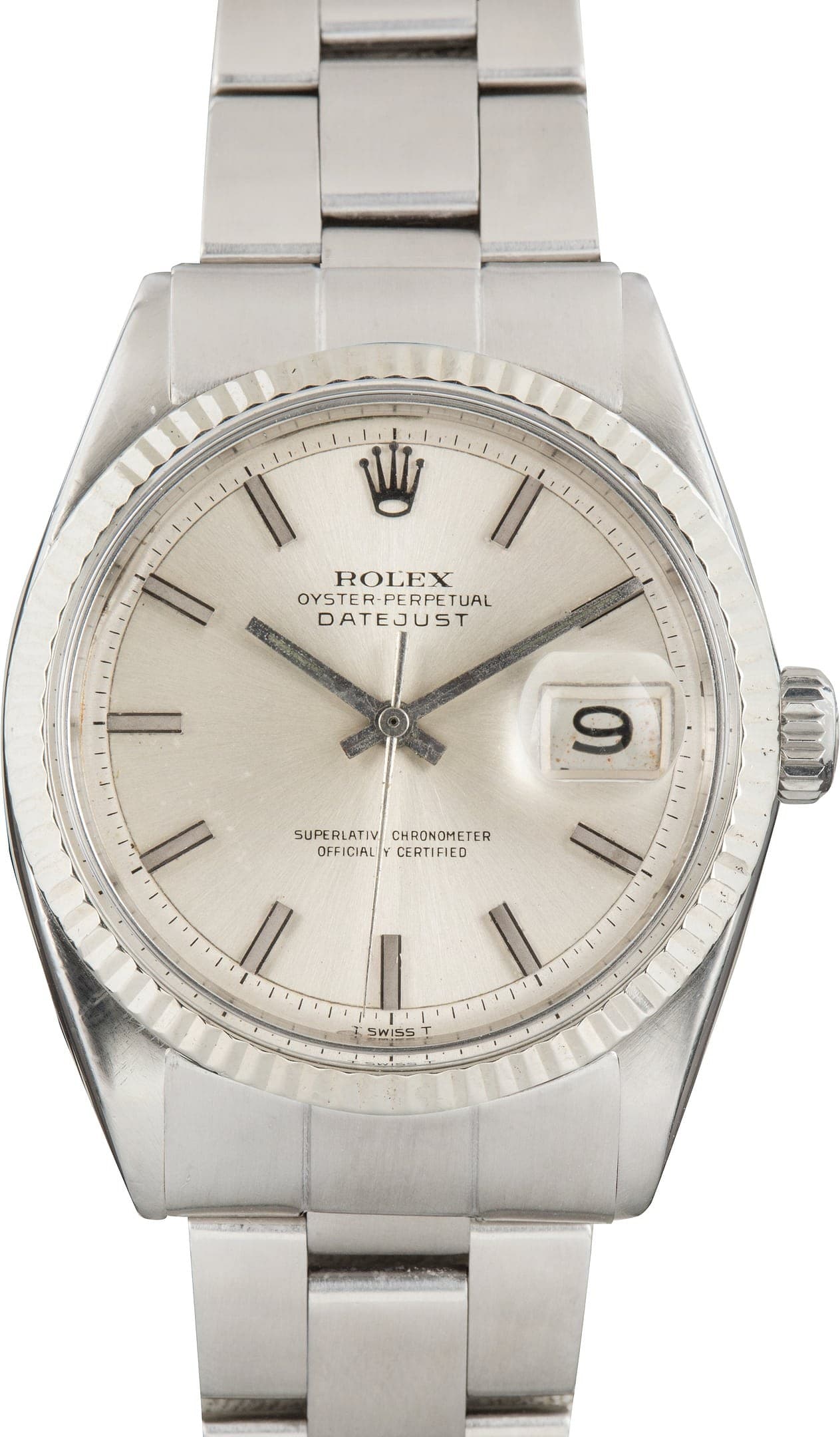Vintage Rolex Datejust 36 Ref 1601 Pie Pan Silver Dial — view 1