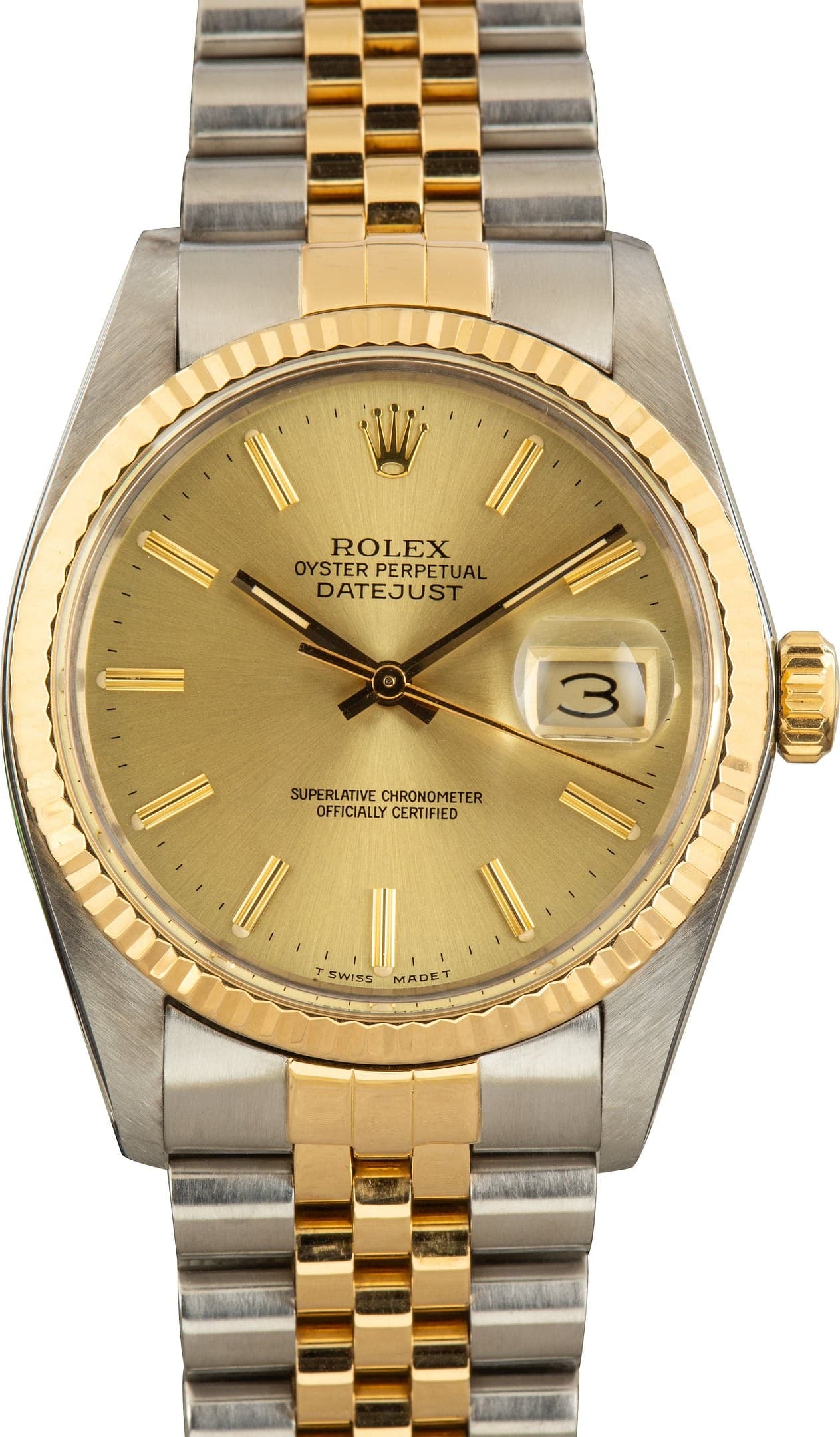 Two Tone Rolex Datejust 36 Ref 16013 Champagne Index Dial — view 1