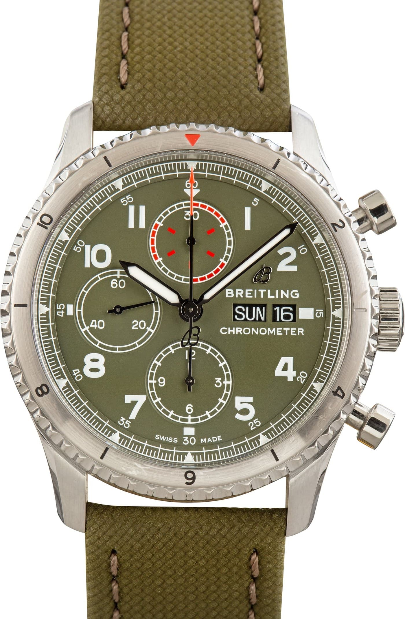 Stainless Steel Breitling Aviator 8 Green Dial — view 1