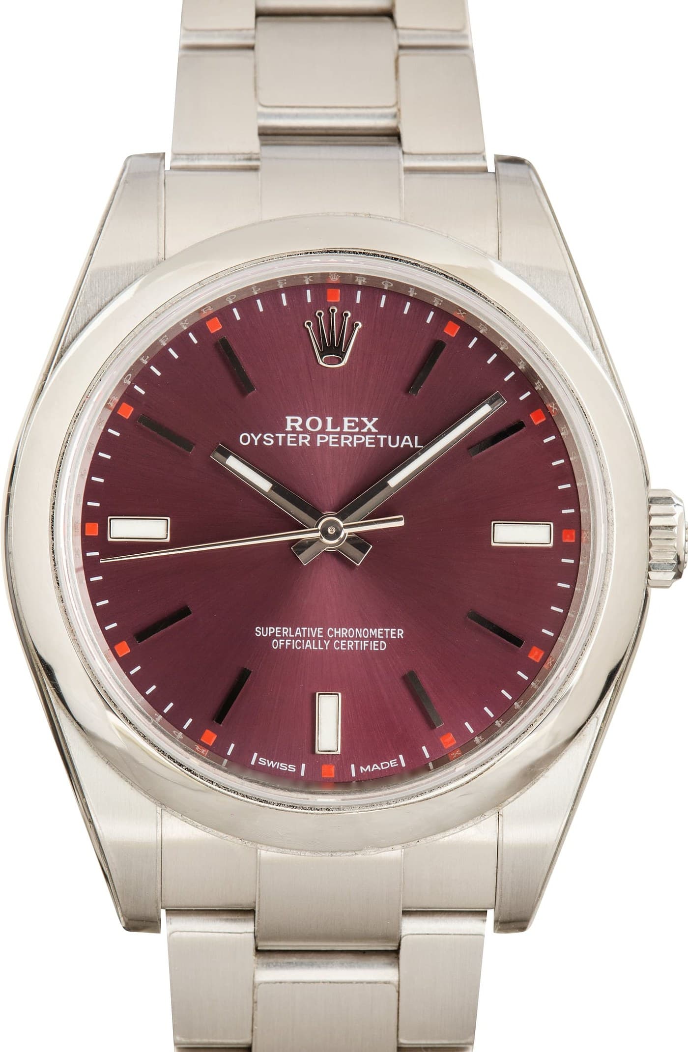 Rolex Oyster Perpetual 39 Red Grape Dial Ref 114300 — view 1