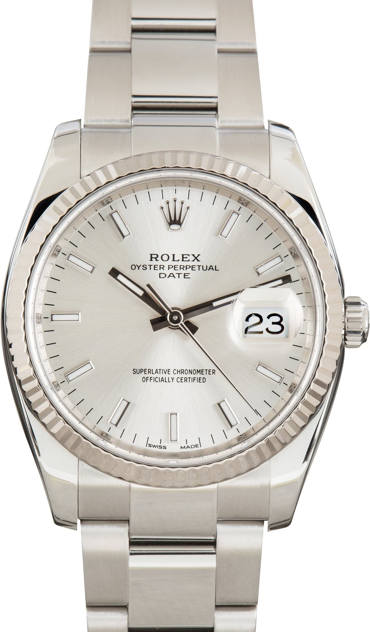 Oystersteel Rolex Date Ref 115234 Silver Dial — view 1