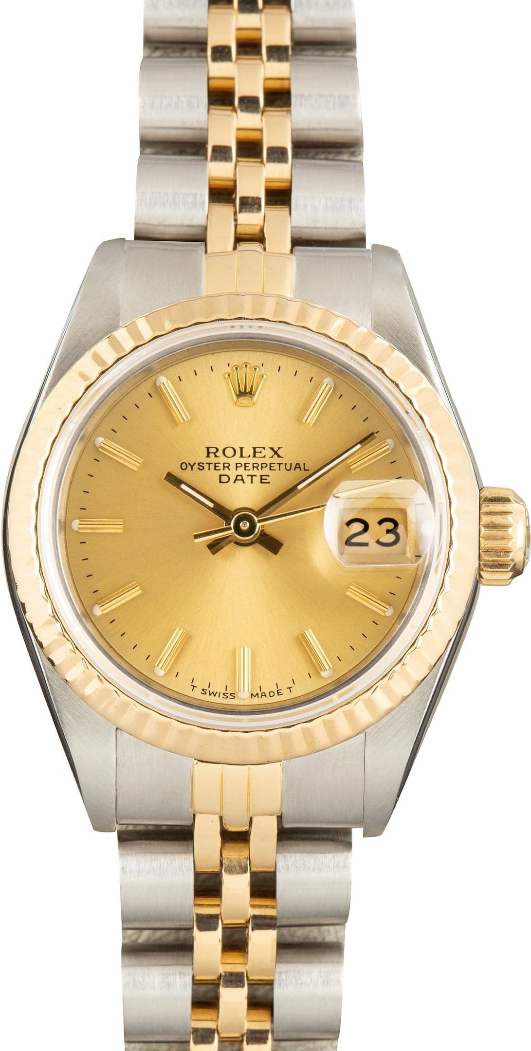 Steel & Gold Ladies Rolex Date Ref 69173 Champagne Dial — view 1