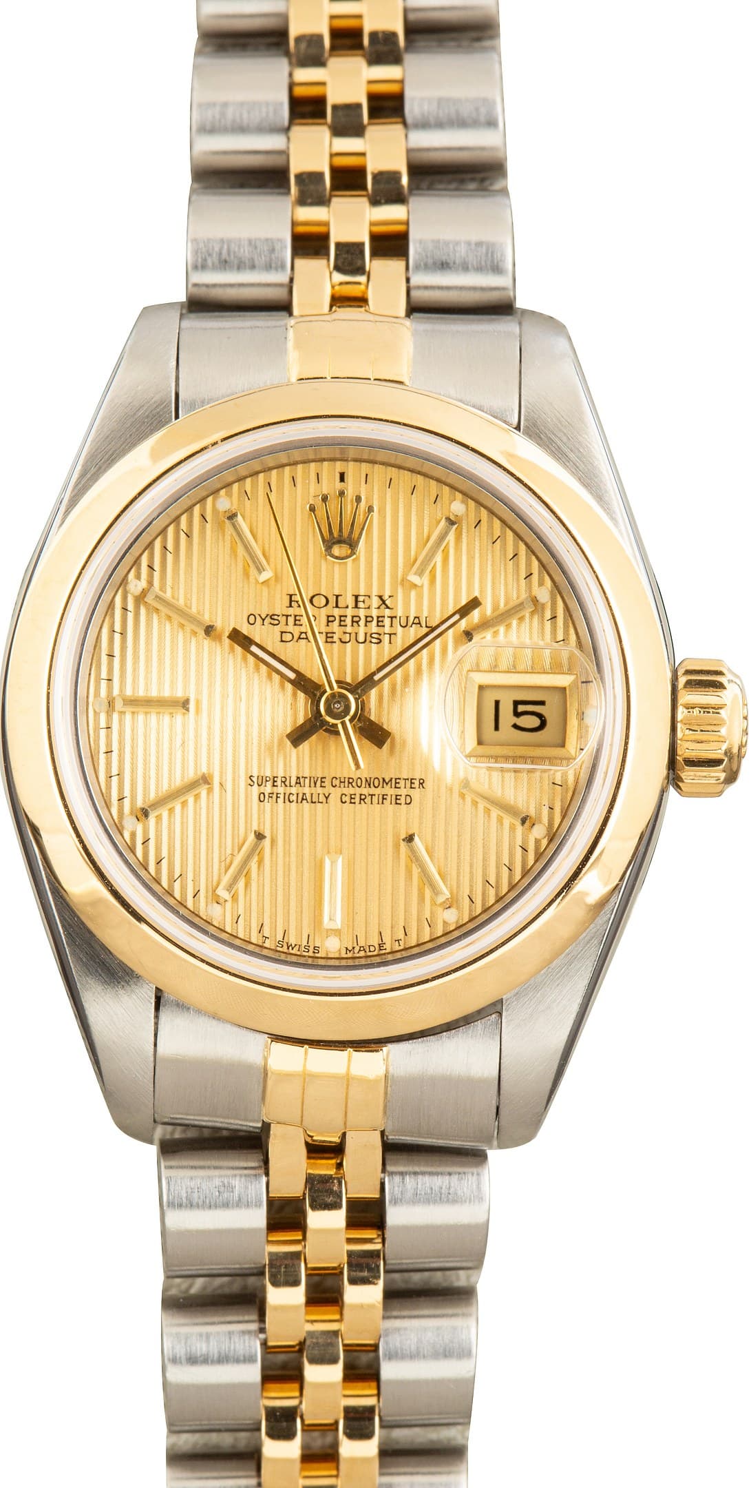 Ladies Rolex Datejust Ref 69163 Champagne Tapestry Dial — view 1