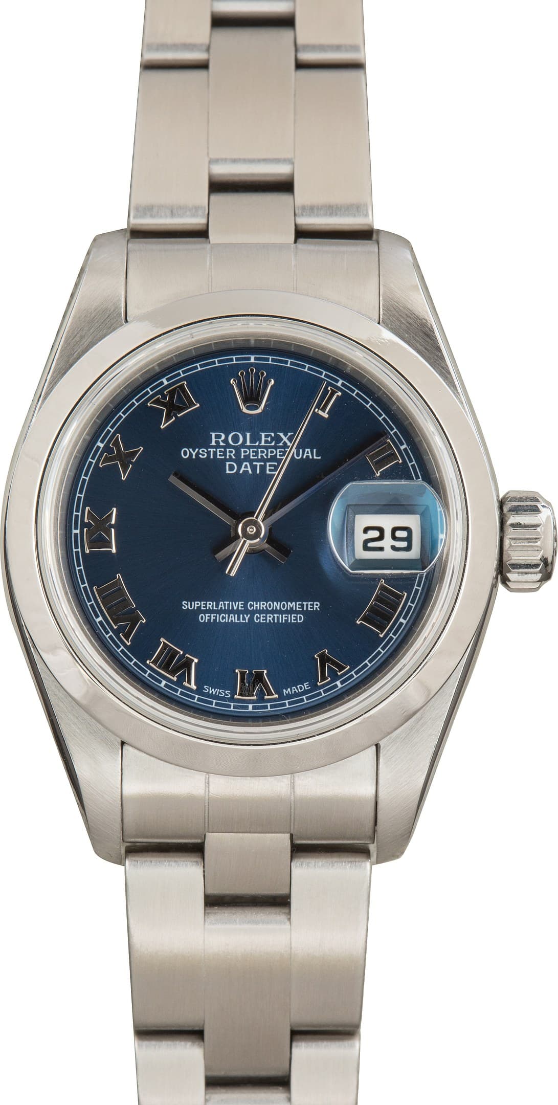 Ladies Rolex Date Ref 79160 Blue Roman Dial — view 1