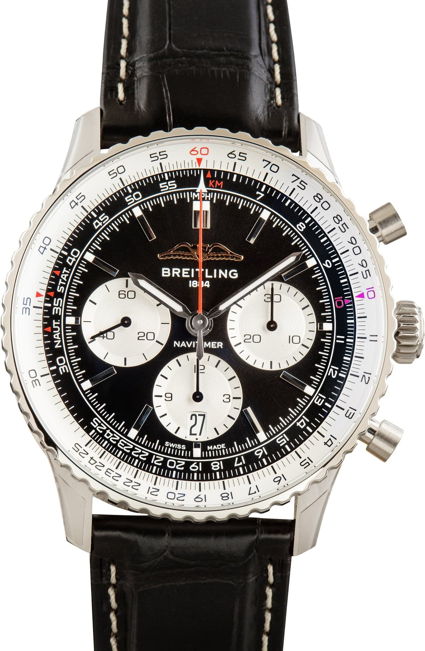 Factory Stickered Breitling Navitimer B01 Chronograph 43 Black Dial — view 1