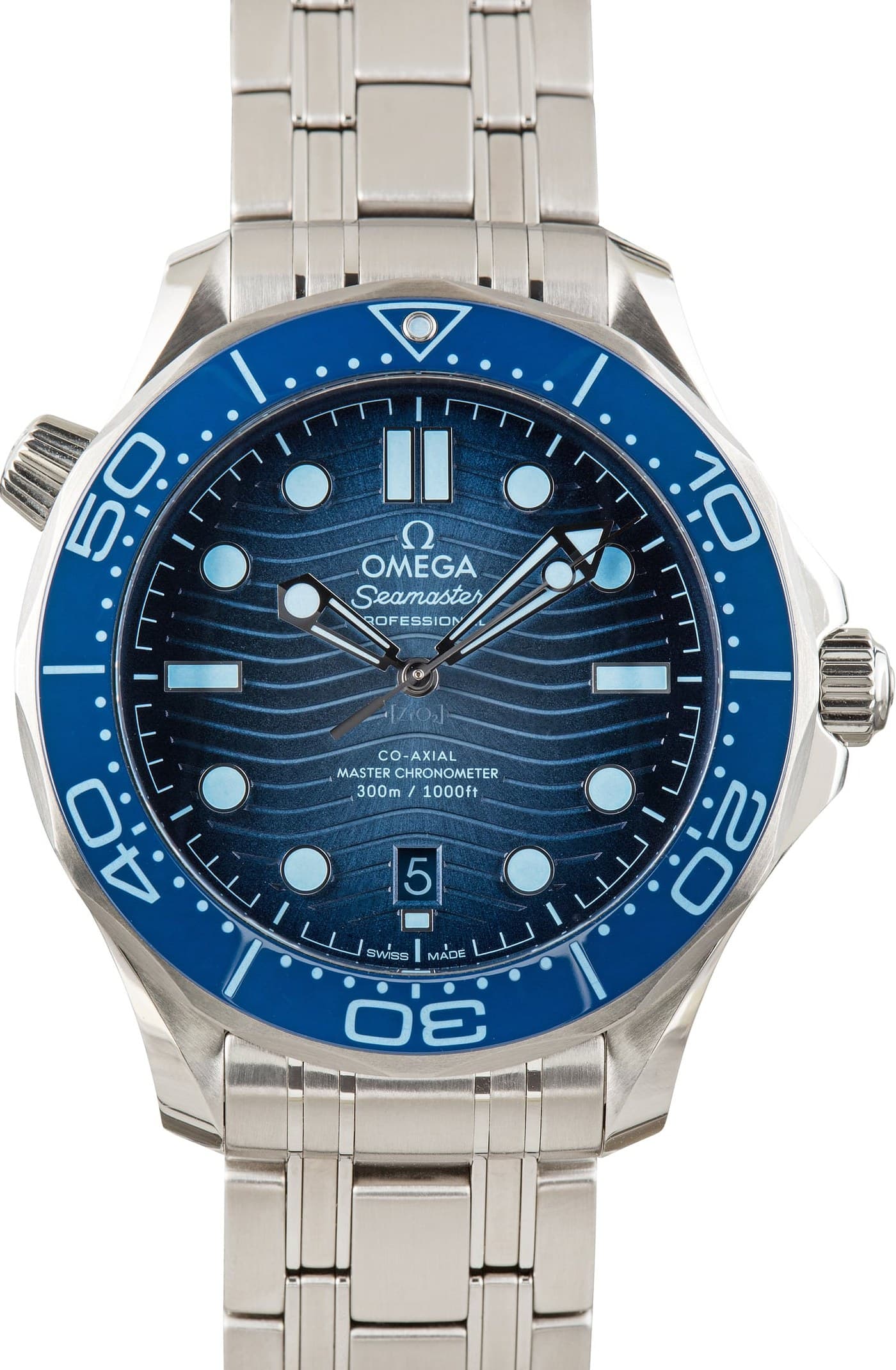 Steel OMEGA Seamaster Diver 300M Summer Blue Wave Dial — view 1