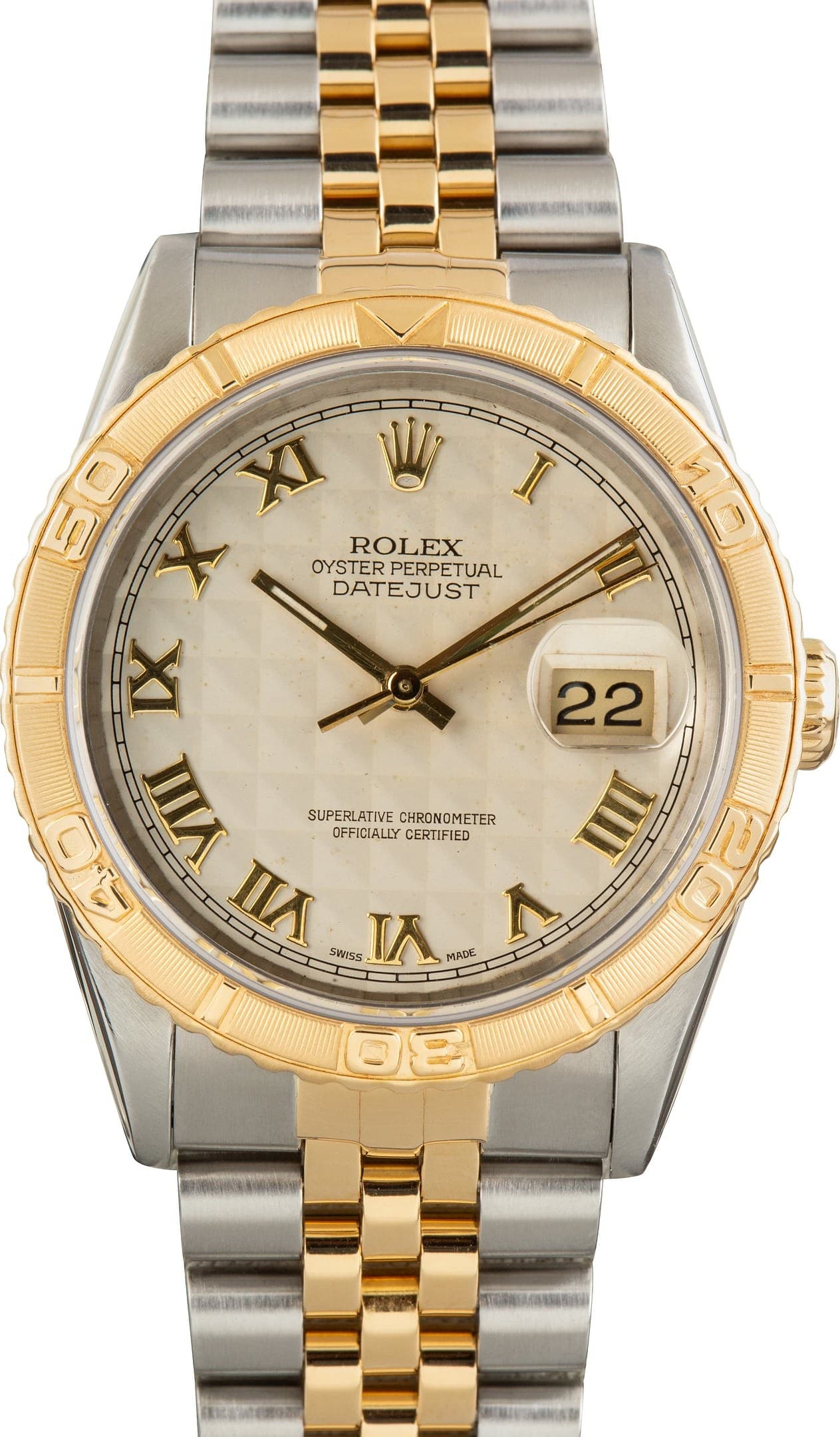 Thunderbird Rolex Datejust 36 Ref 16263 Ivory Pyramid Dial — view 1