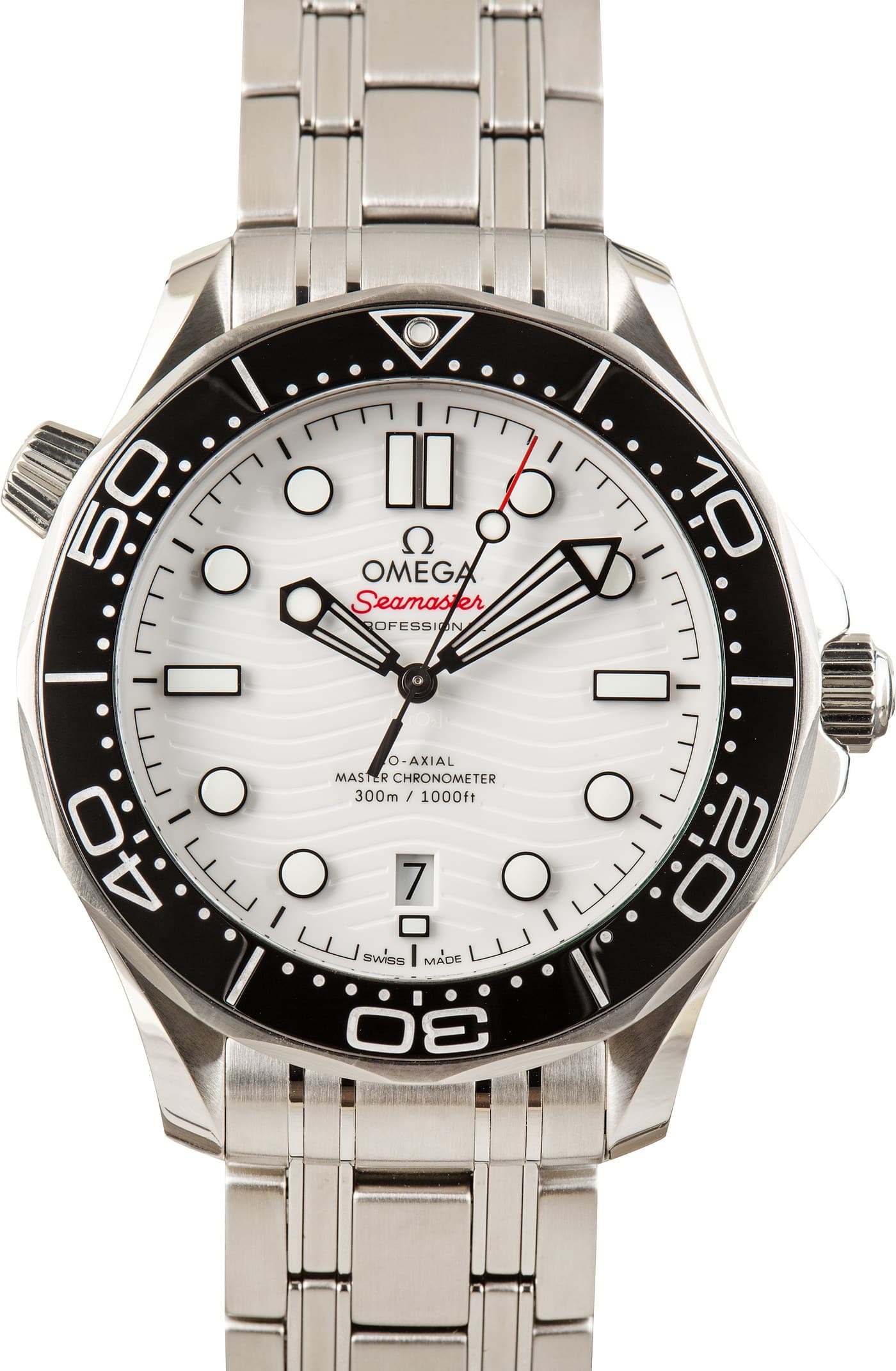 Omega White Dial Seamaster Diver 300M Stainless Steel — view 1