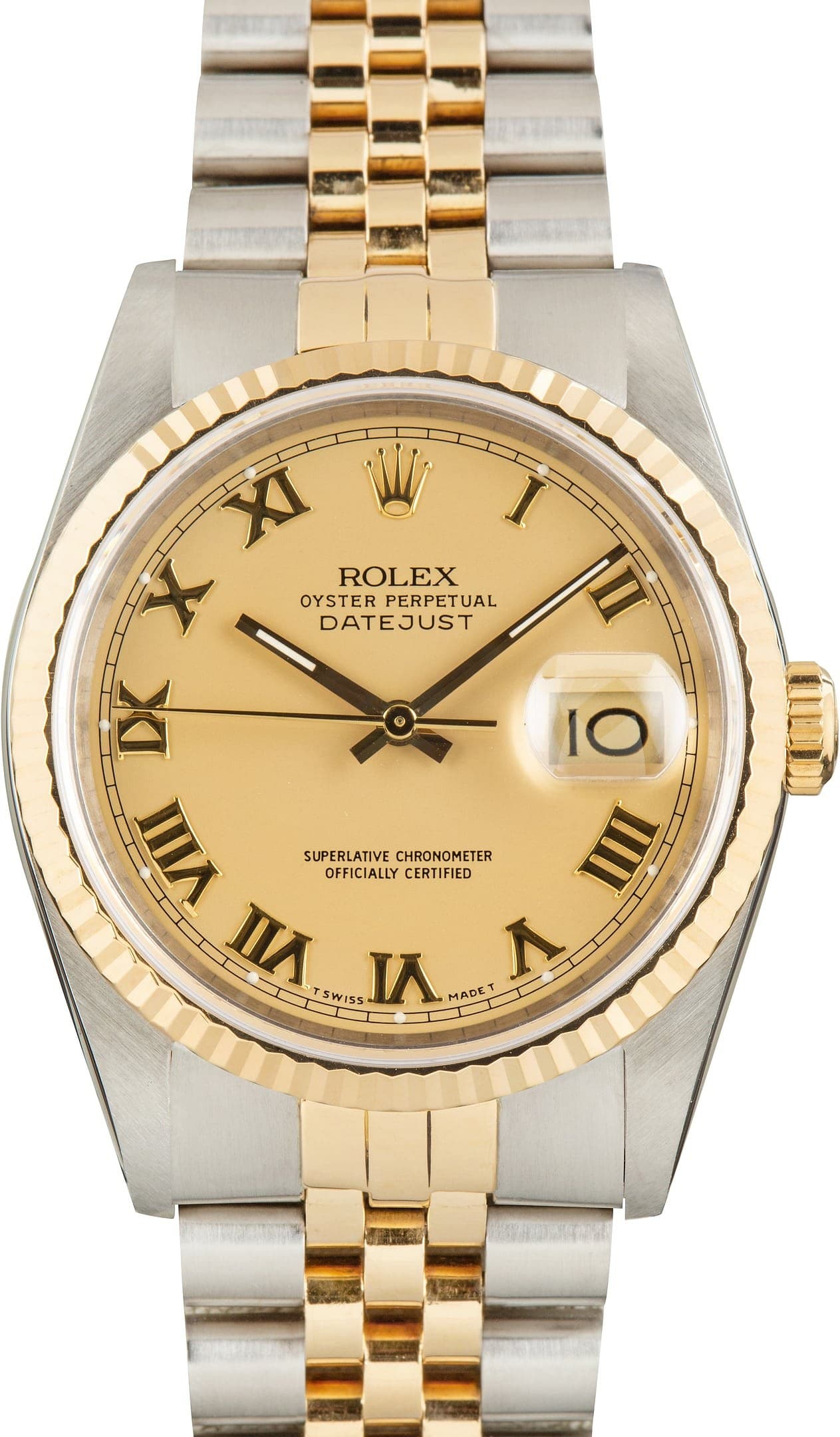 Two Tone Rolex Datejust 36 Ref 16233 Champagne Roman Dial — view 1