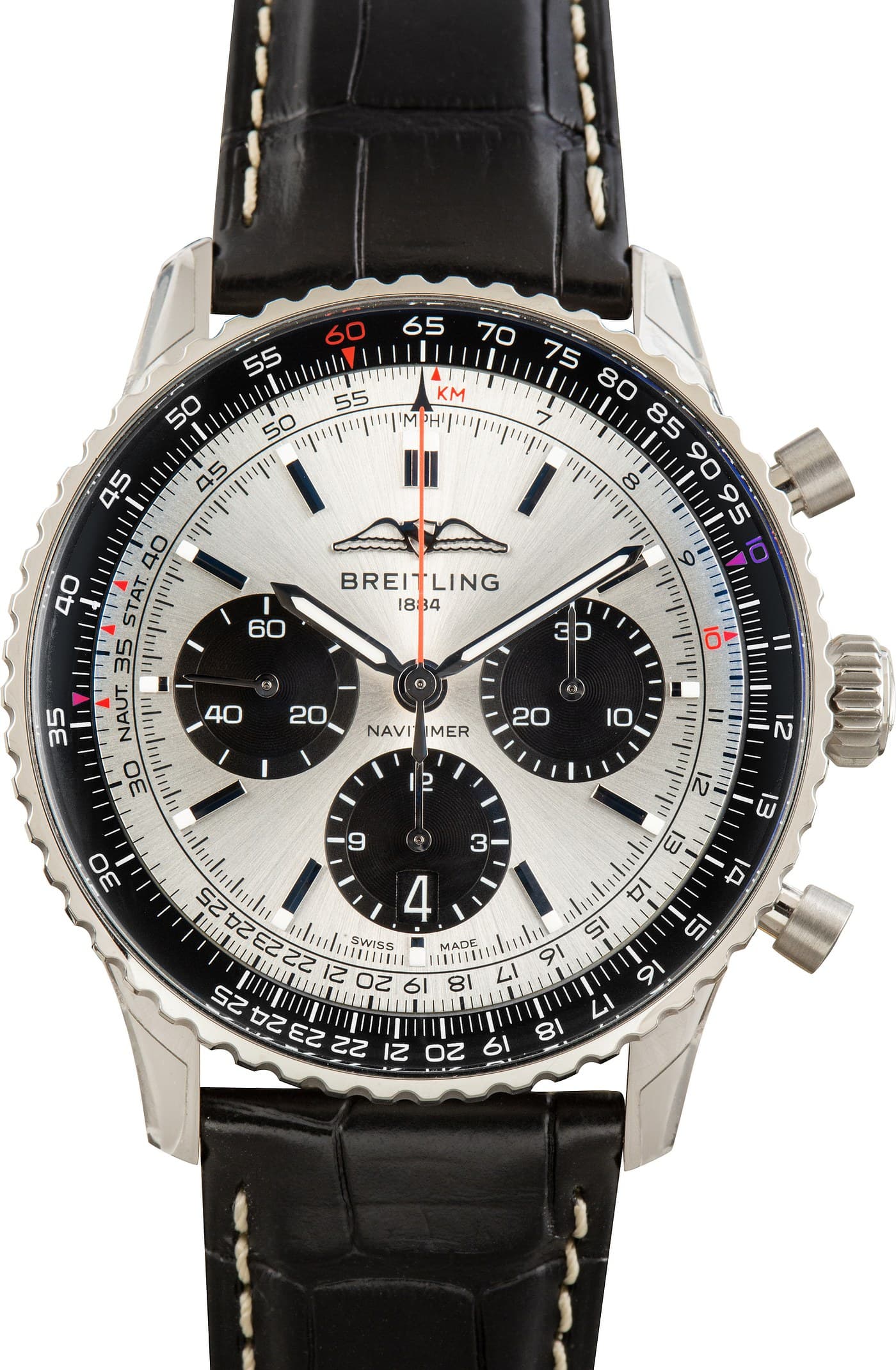 Factory Stickered Breitling Navitimer B01 Chronograph 43 Silver Dial — view 1