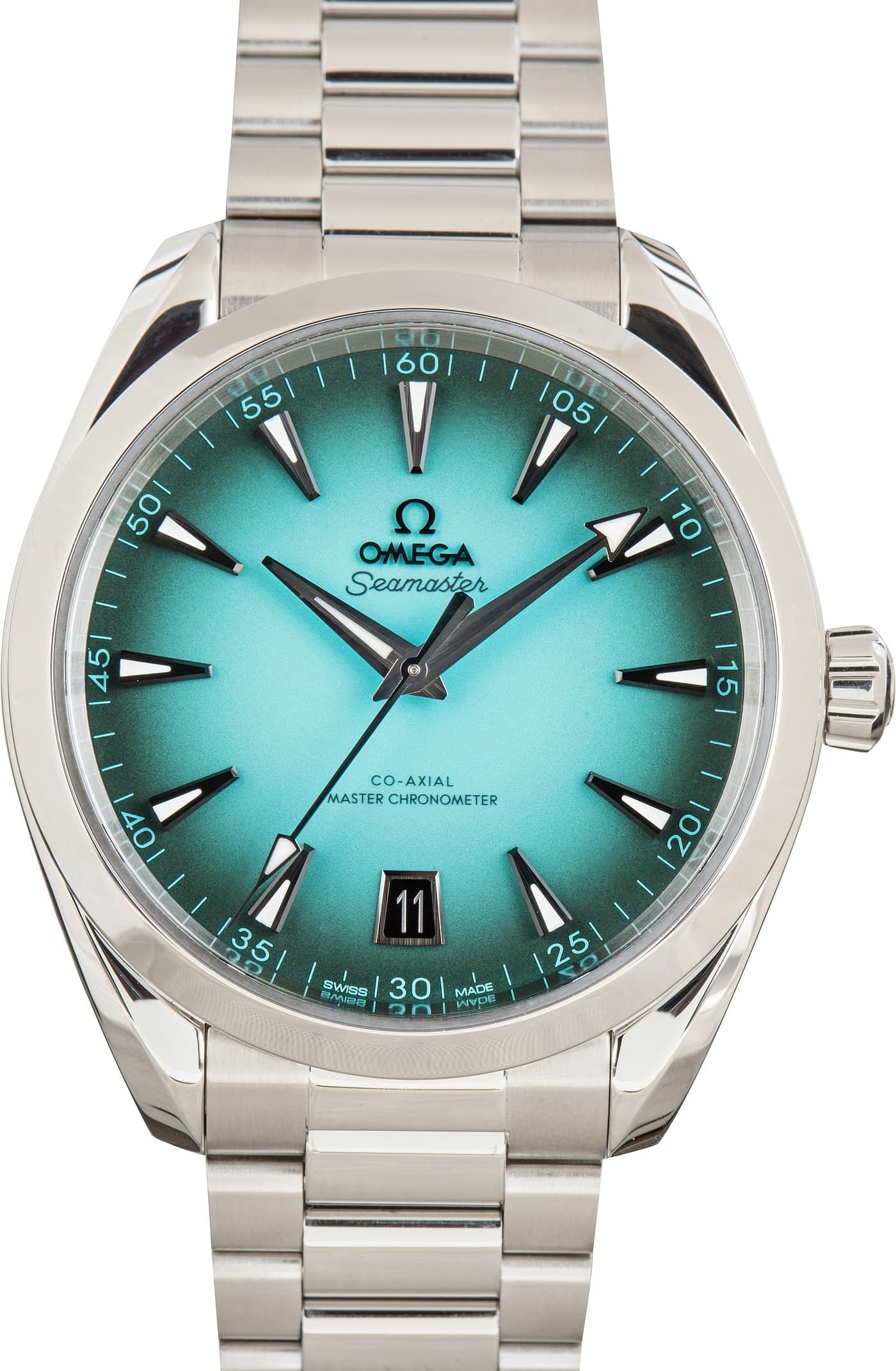 Stainless Steel Omega Seamaster Aqua Terra 150M Turquoise Dial — view 1