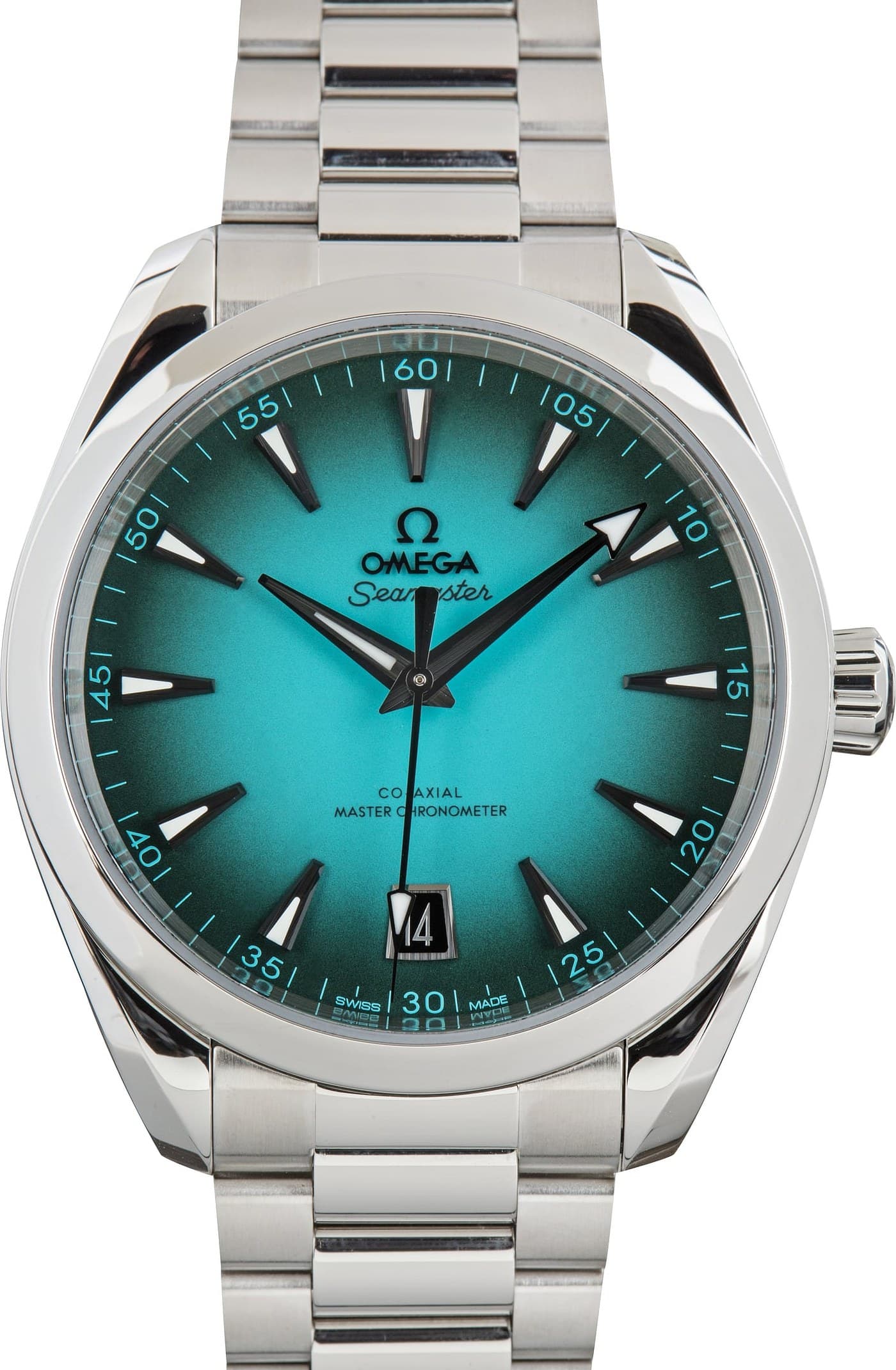 Stainless Steel Omega Seamaster Aqua Terra 150M Turquoise Dial — view 1