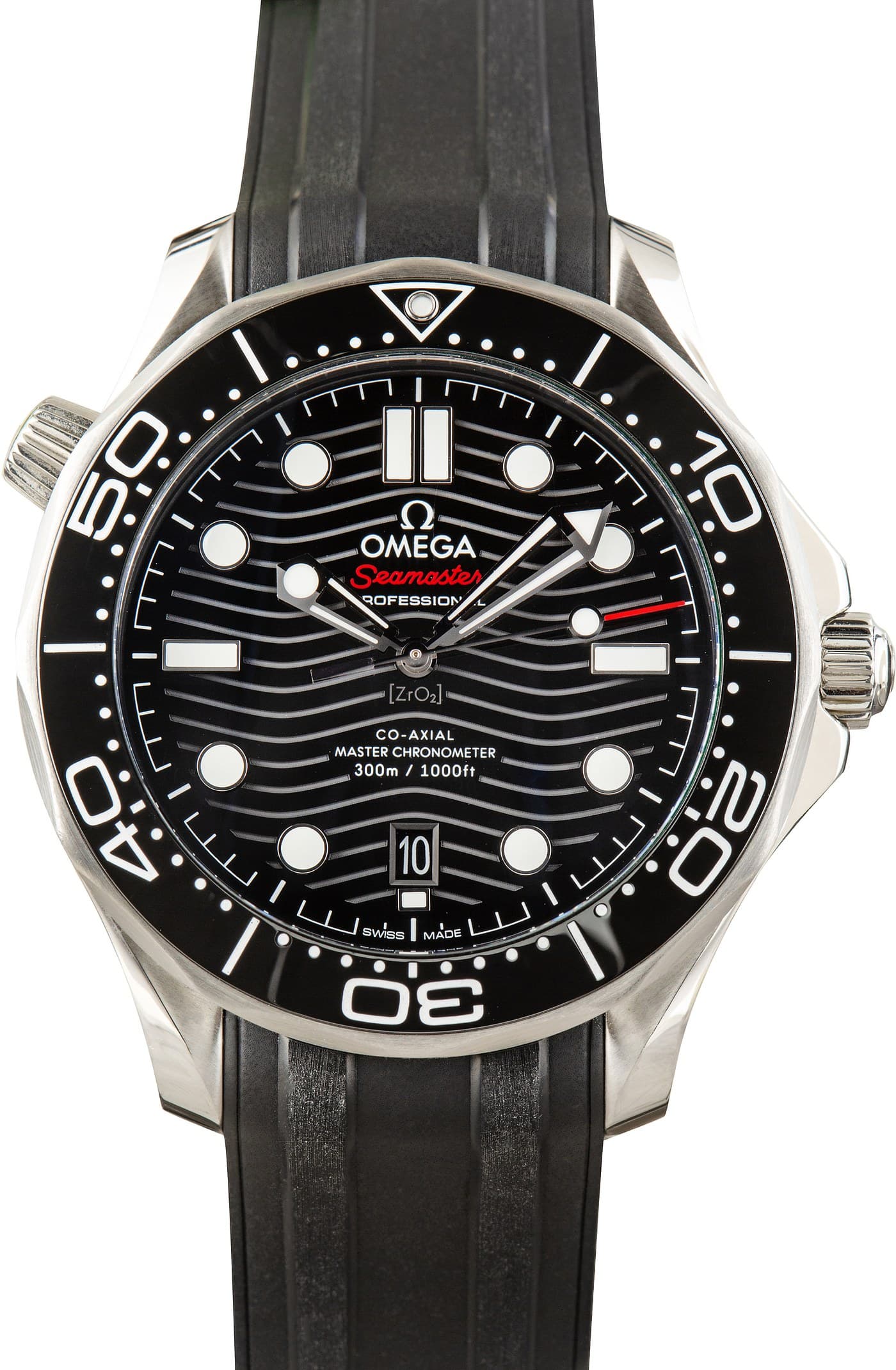 Stainless Steel Black Wave Dial Omega Seamaster Diver 300M — view 1