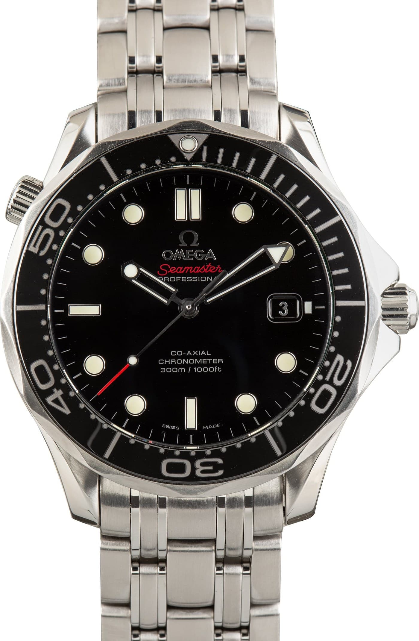 Stainless Steel Omega Seamaster Diver 300M Black Dial — view 1