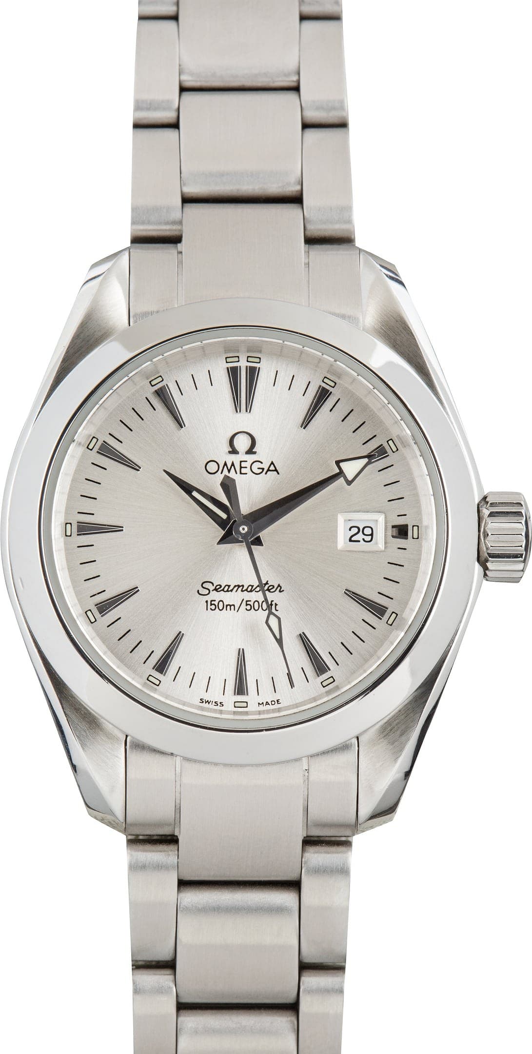 Stainless Steel Ladies Omega Seamaster Aqua Terra Silver Dial — view 1