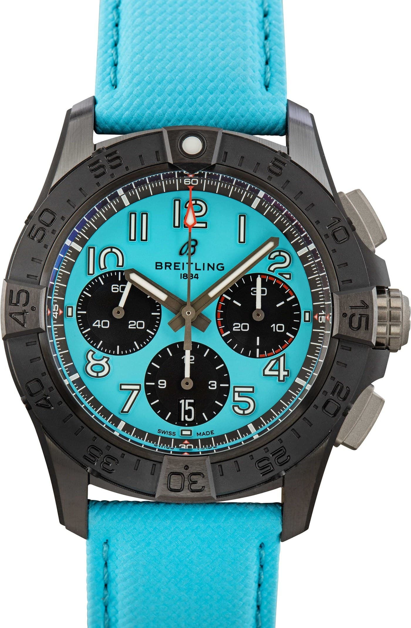 Breitling Avenger B01 Chronograph 42 Night Mission Turquoise Dial — view 1